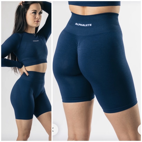 Alphalete | Shorts | Alphalete Tuxedo Blue Amplify Biker Shorts | Poshmark
